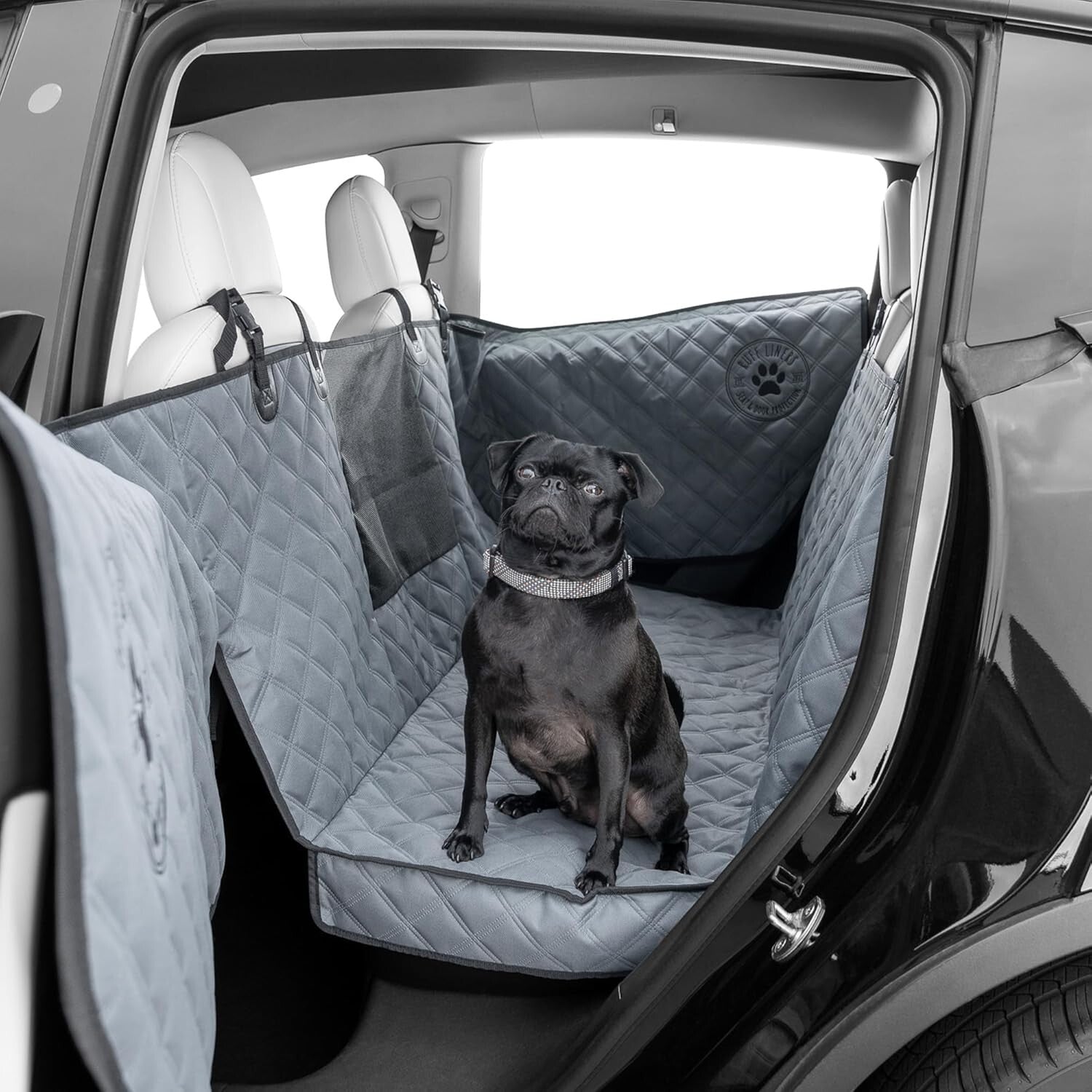 Gray Waterproof Dog Hammock for Car Back Seat – Medium Size for SUV & Trucks