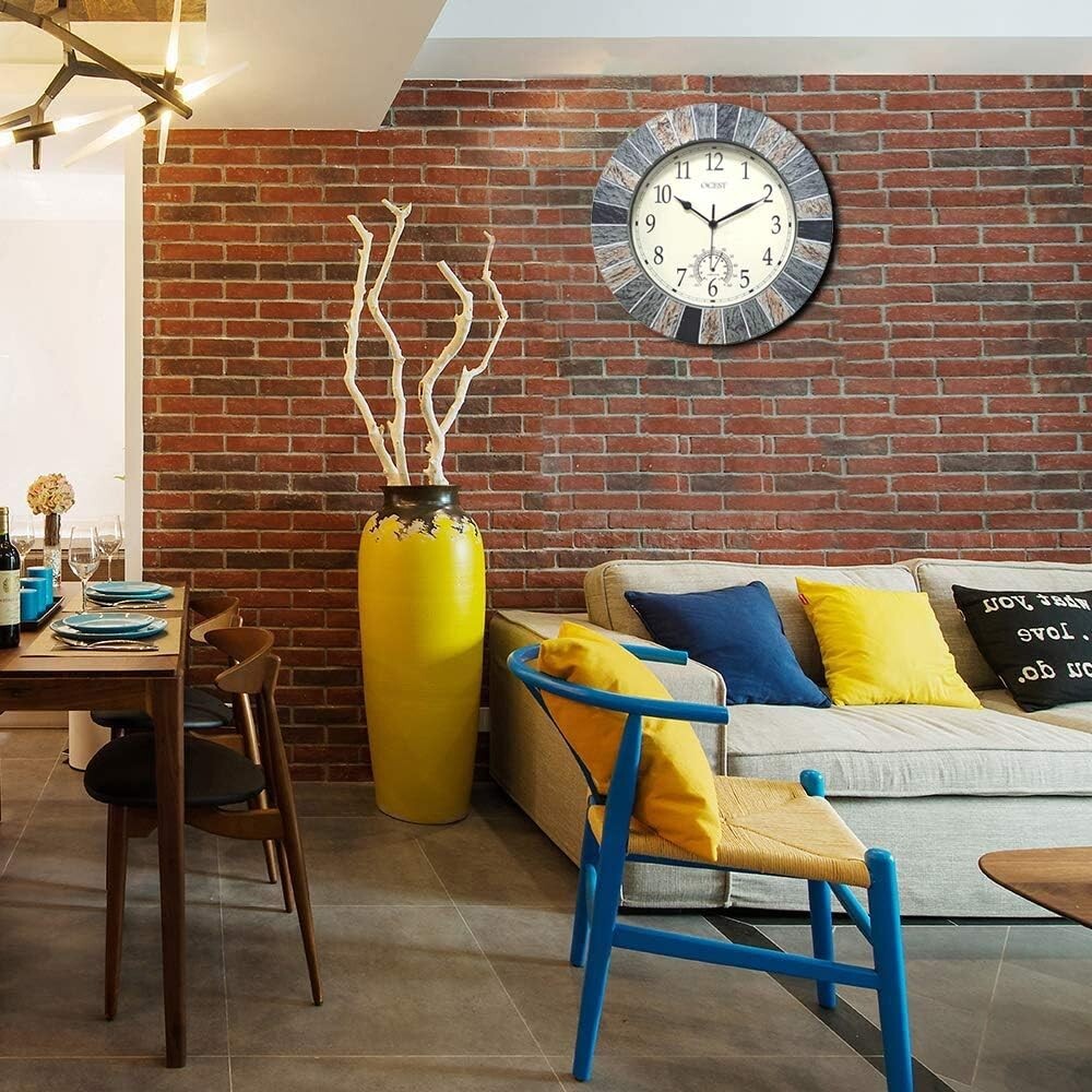13-Inch Indoor/Outdoor Wall Clock - Elegant Waterproof Decor, Battery Operated