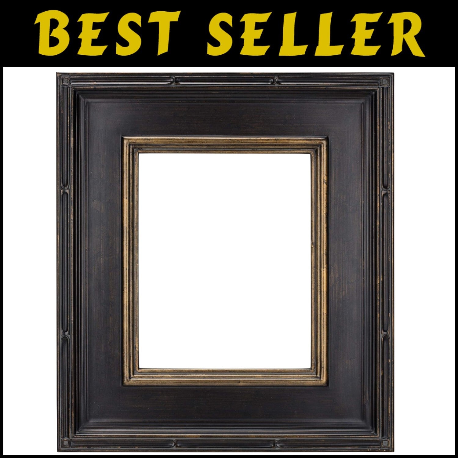 Luxurious Antique Black with Gold Picture Frame - 16x20, Open Back, Freestanding