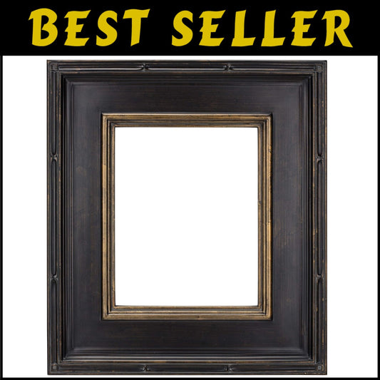 Luxurious Antique Black with Gold Picture Frame - 16x20, Open Back, Freestanding
