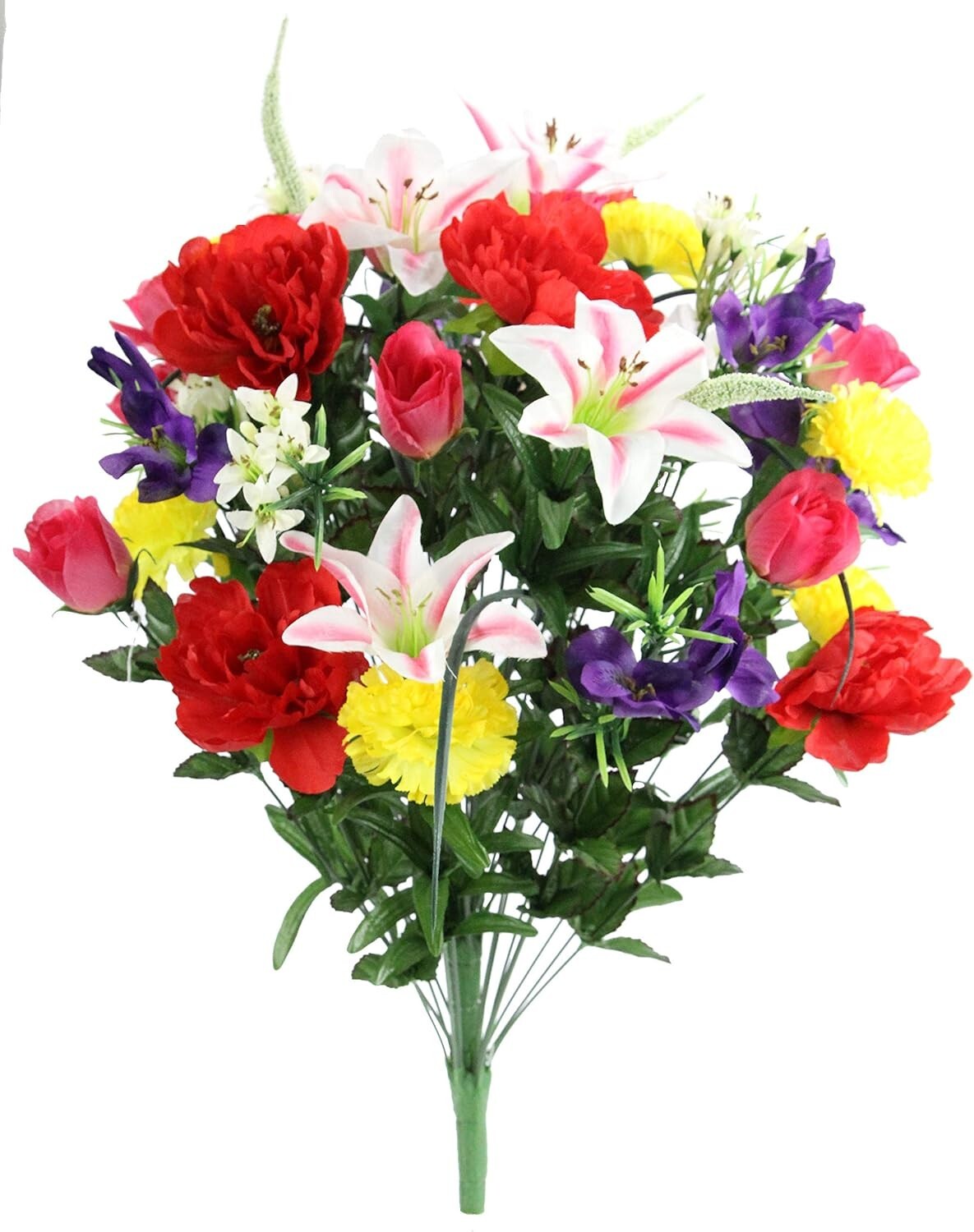 40-Stem Artificial Mixed Flower Arrangement - Vibrant Roses, Lilies & Peonies
