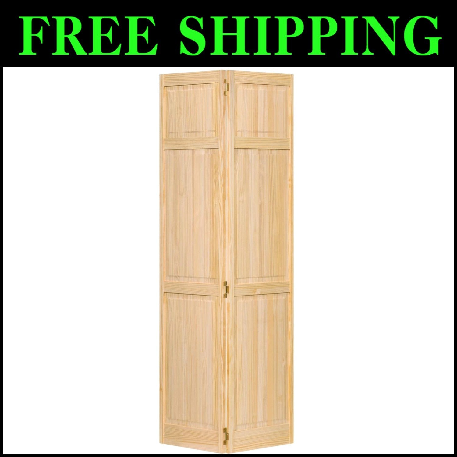 Lightweight Bi-Fold Closet Door, 80x36 - Solid Pine with Classic 6-Panel Design