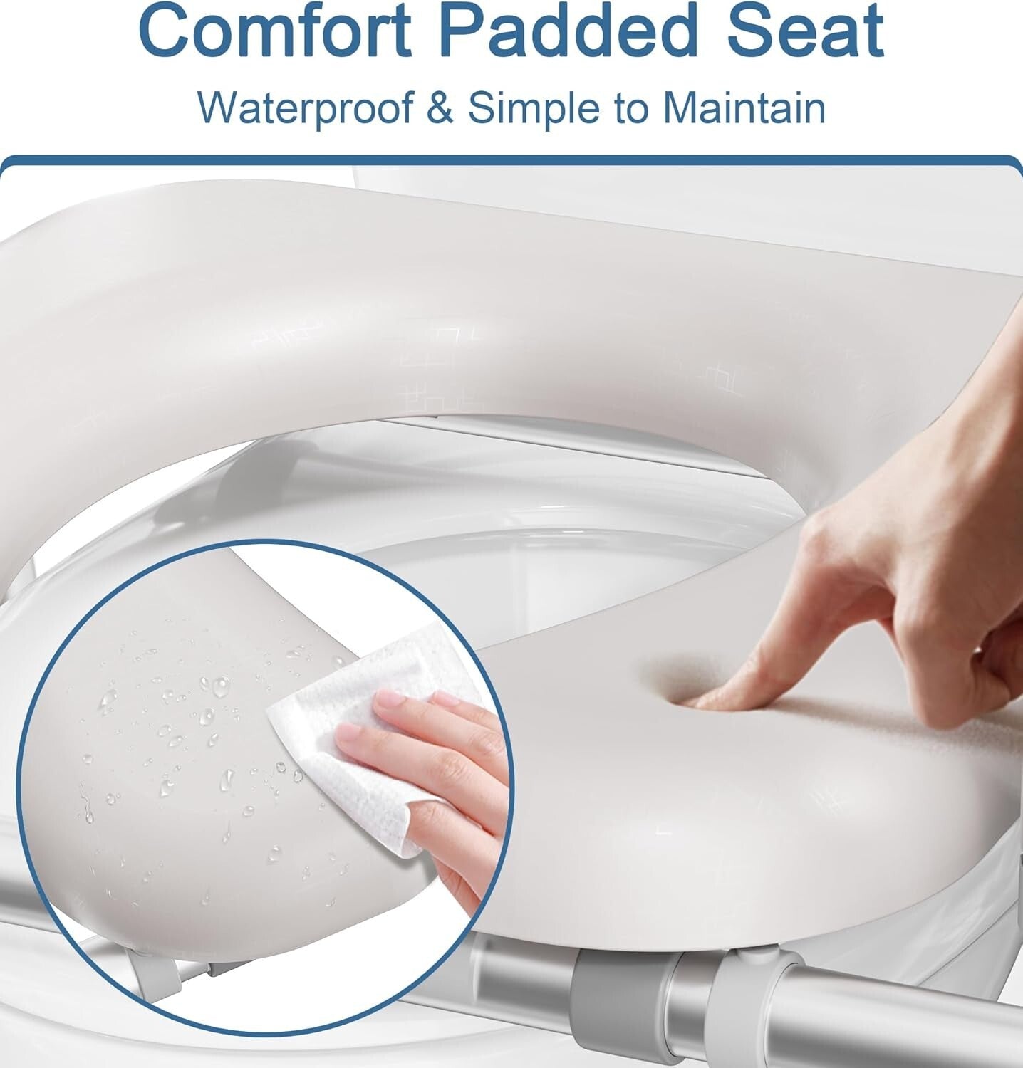 Elevated Toilet Seat Riser with Non-Slip Grip and Padded Armrests for Seniors