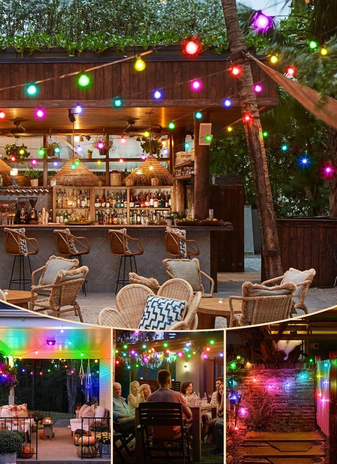 Vibrant RGBW Patio Lights - 58FT Waterproof String Lights for Memorable Events
