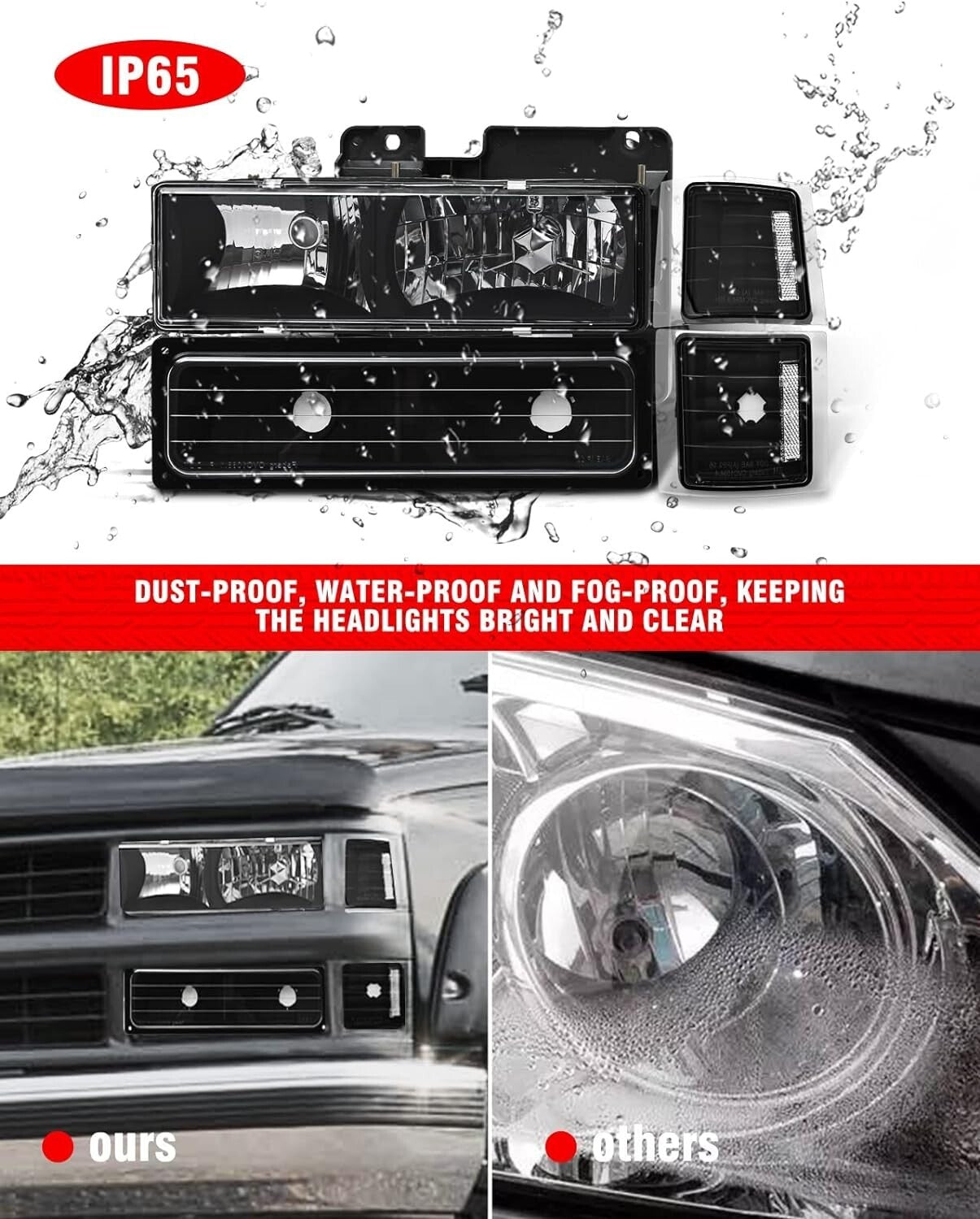 Crystal Clear Reflector Headlights for 1994-1998 Chevy Silverado/Suburban/Tahoe