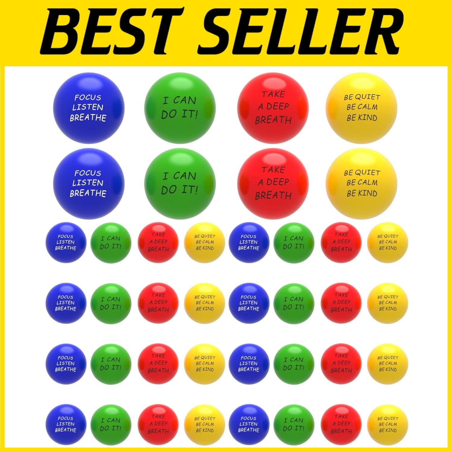 Motivational Stress Balls 40 Pack - Anxiety Relief & Grip Strength Enhancement