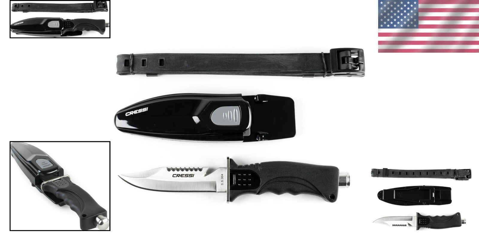 Durable Tempered Steel Diving Knife - Pointed & Blunt Tip with Adjustable Sheath