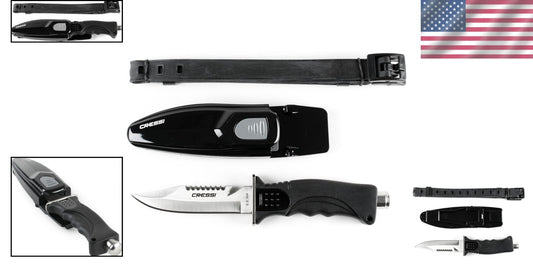 Durable Tempered Steel Diving Knife - Pointed & Blunt Tip with Adjustable Sheath