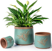 Load image into Gallery viewer, Turquoise Terracotta Pots Set of 2 with Drainage Holes for Indoor/Outdoor Use
