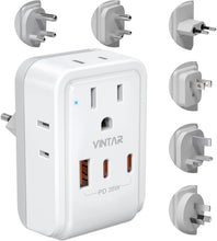 Load image into Gallery viewer, 35W PD Universal Travel Adapter with 3 USB Ports &amp; 6 Plug Types for Global Use