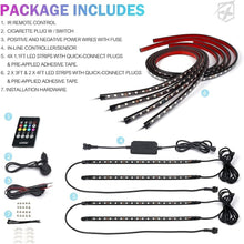 Load image into Gallery viewer, Dynamic 8Pcs RGB LED Strip Kit for Vehicles - Bluetooth &amp; Remote with Music Sync
