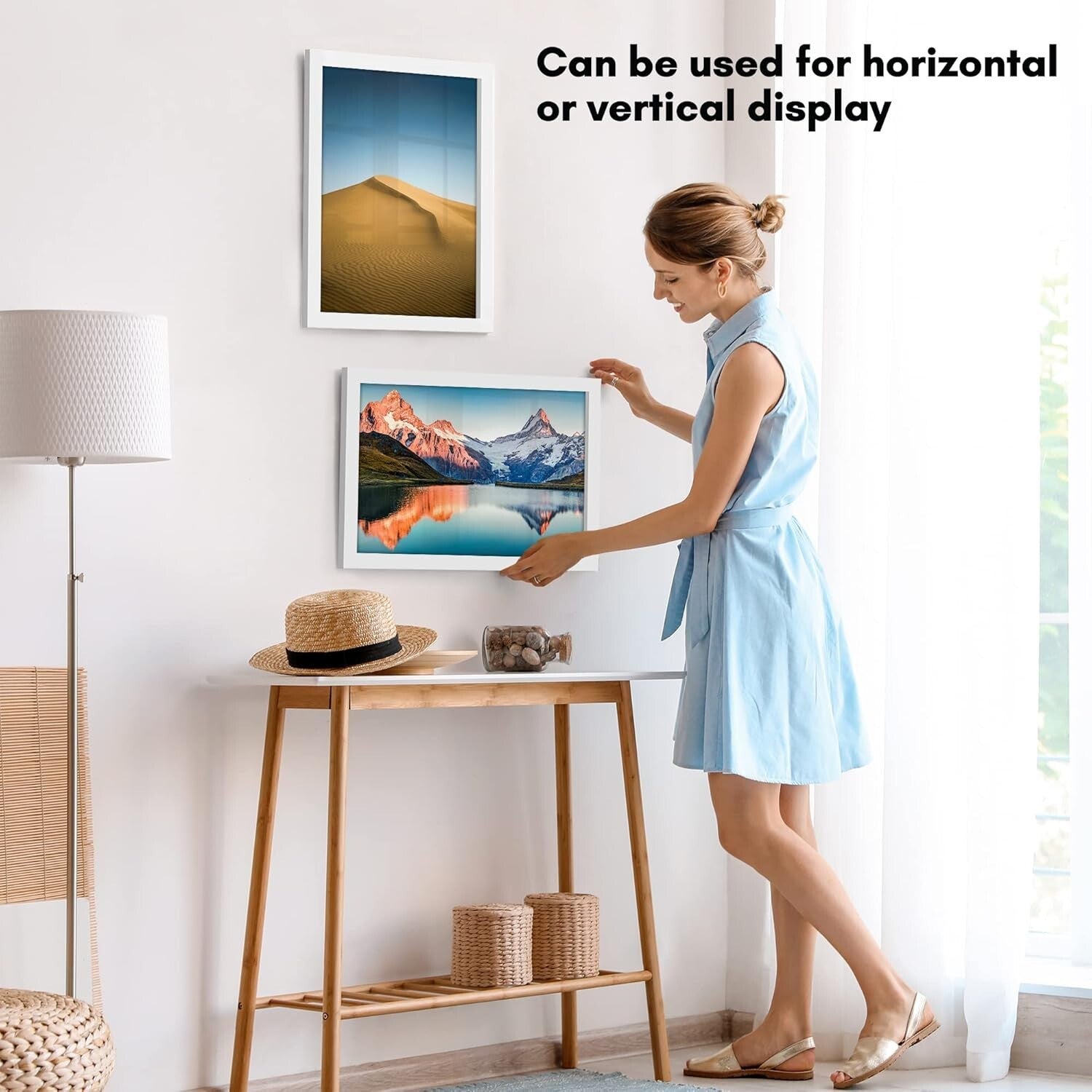 Versatile 12x18 Wall-Mount Photo Frame with White Finish - Horizontal & Vertical