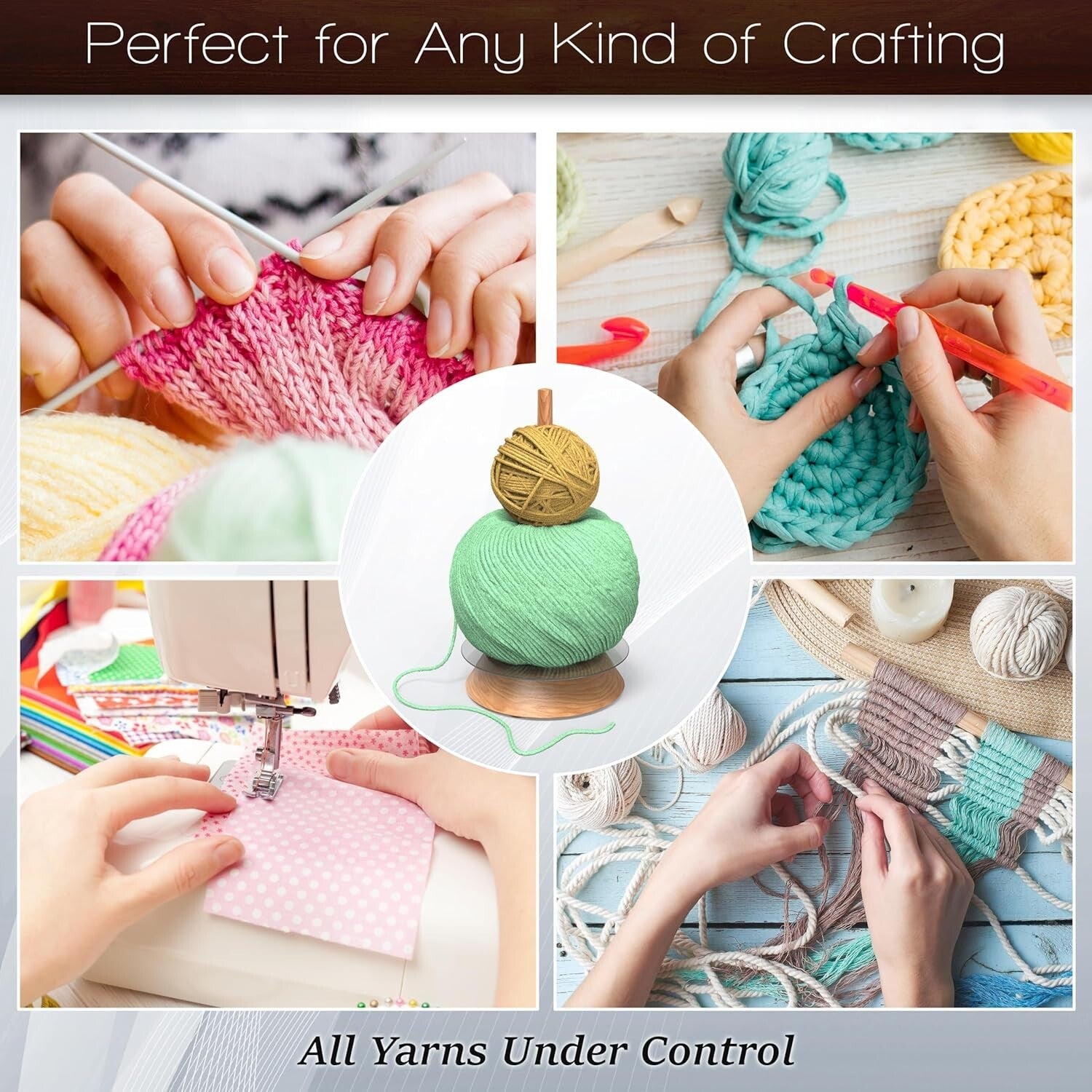 Ergonomic Yarn Holder with Bearing Spinner for Effortless Crafting - 1.2 lb