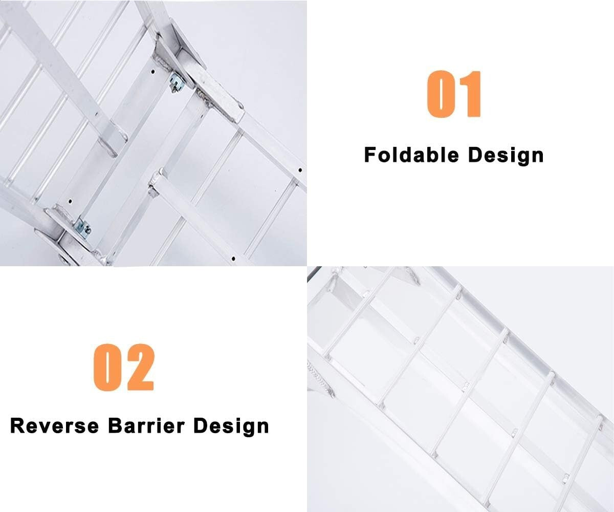 Folding 7.5FT Aluminum Motorcycle Ramp for Trucks, 750 lbs Capacity Safe Loading