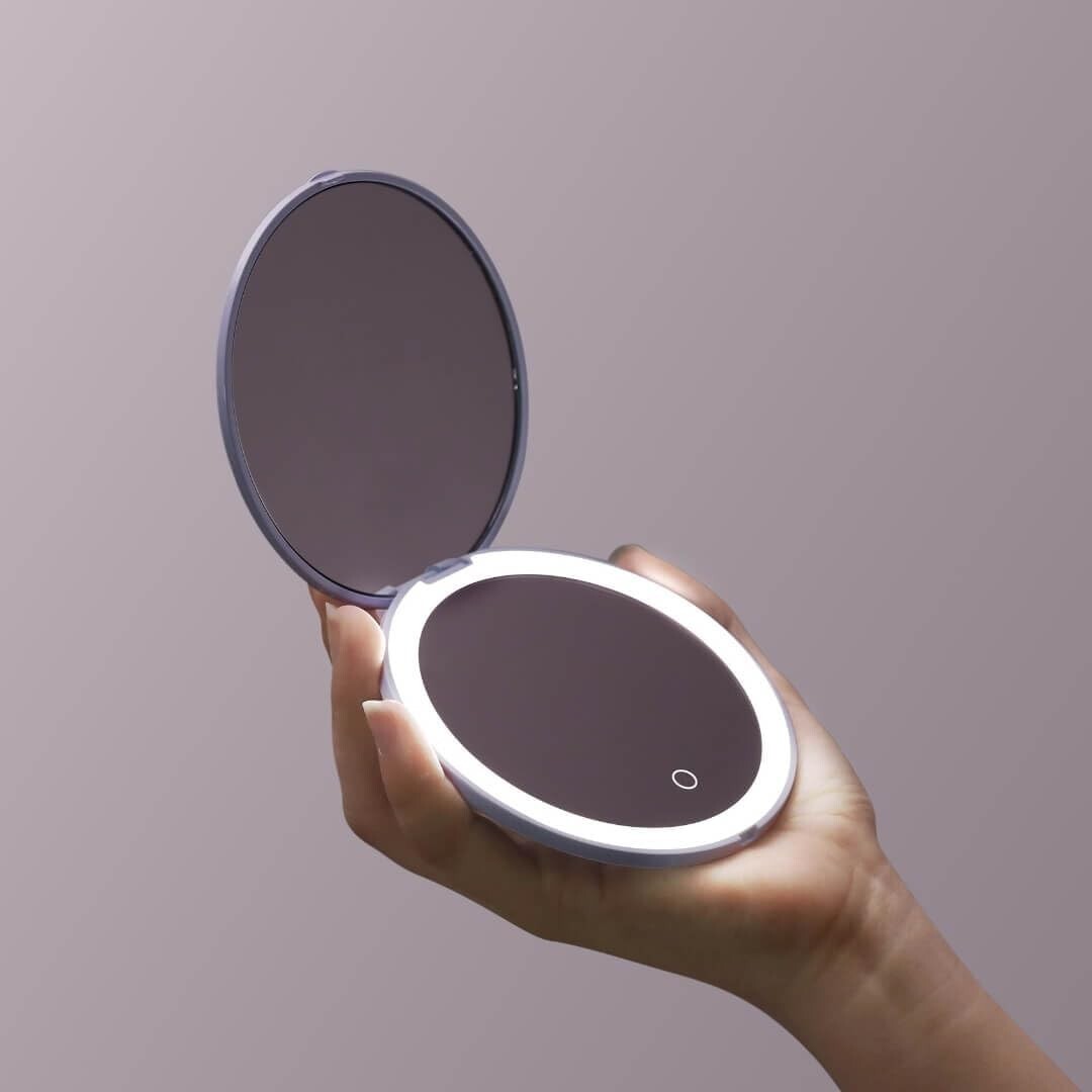 Mini Taylor 4-Inch Lighted Makeup Mirror - Dual Magnification & 3 Light Settings
