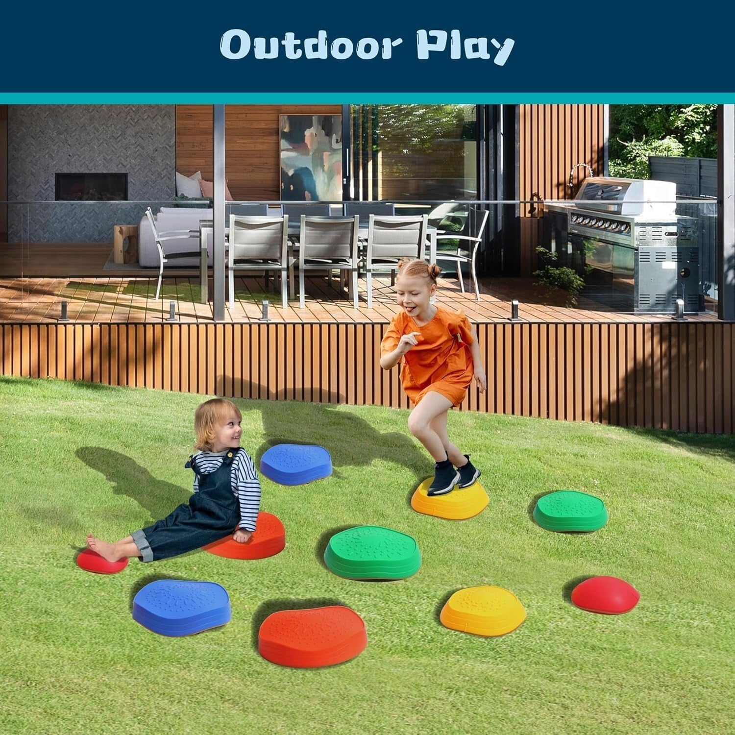 10-Piece Colorful Toddler Stepping Stones Set - Boost Balance & Coordination