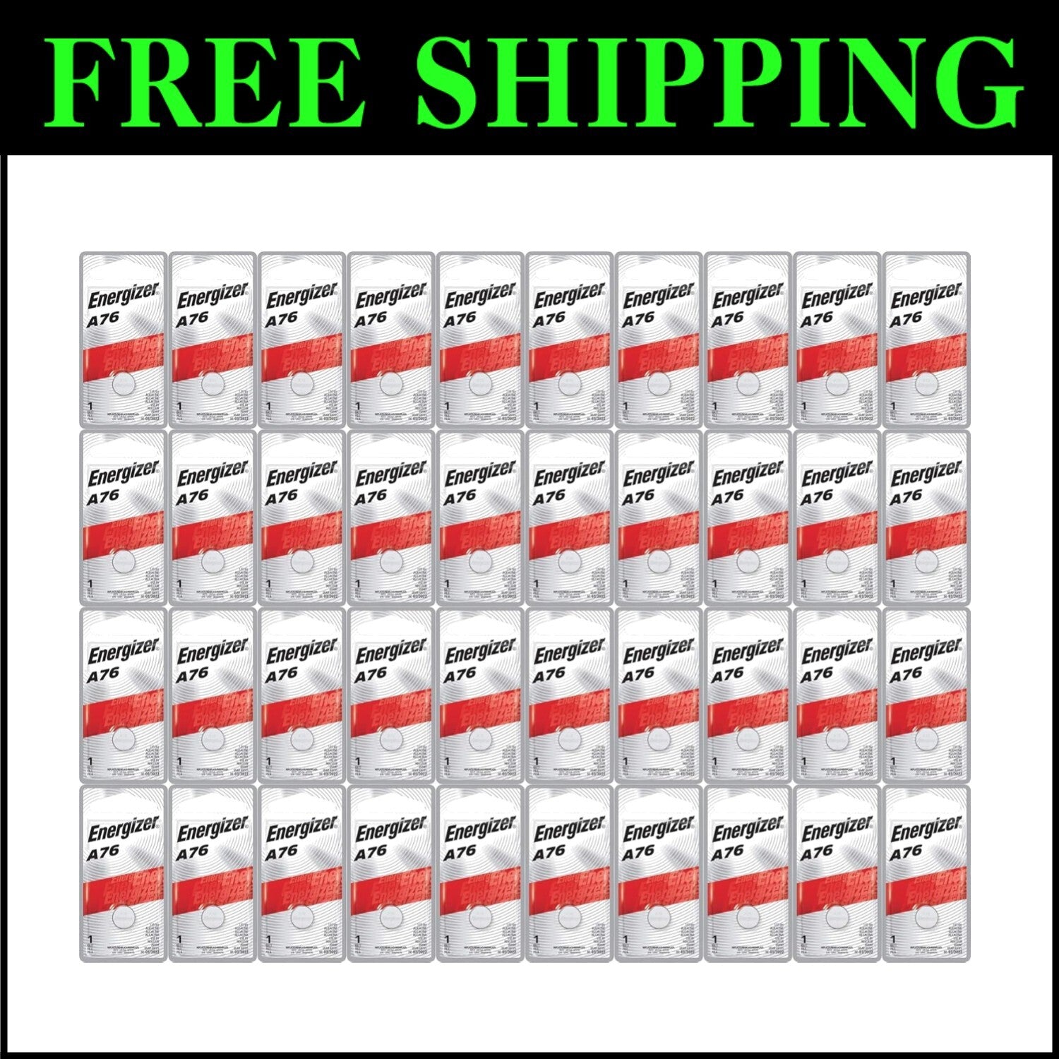 40-Pack LR44 A76 Alkaline Button Cell Batteries - Reliable Power for Watches