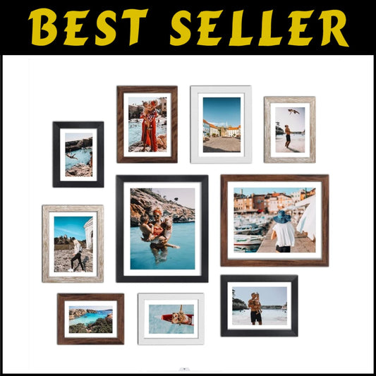 Versatile 10-Piece Matted Picture Frame Collection with HD Glass Protection