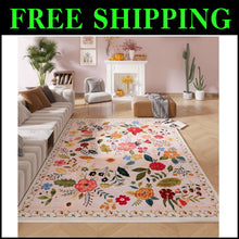Load image into Gallery viewer, 6'x9' Soft Boho Floral Rug | Vintage Design, Stain Resistant &amp; Easy Maintenance
