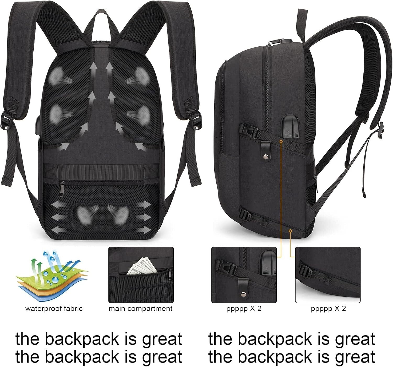 Durable Unisex 17.3” Laptop Backpack with Anti-Theft Lock & USB Charging Port