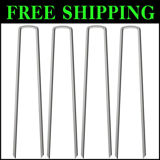 200 Pack Heavy Duty 12" Galvanized Garden Stakes - Rust Resistant Landscape Pins