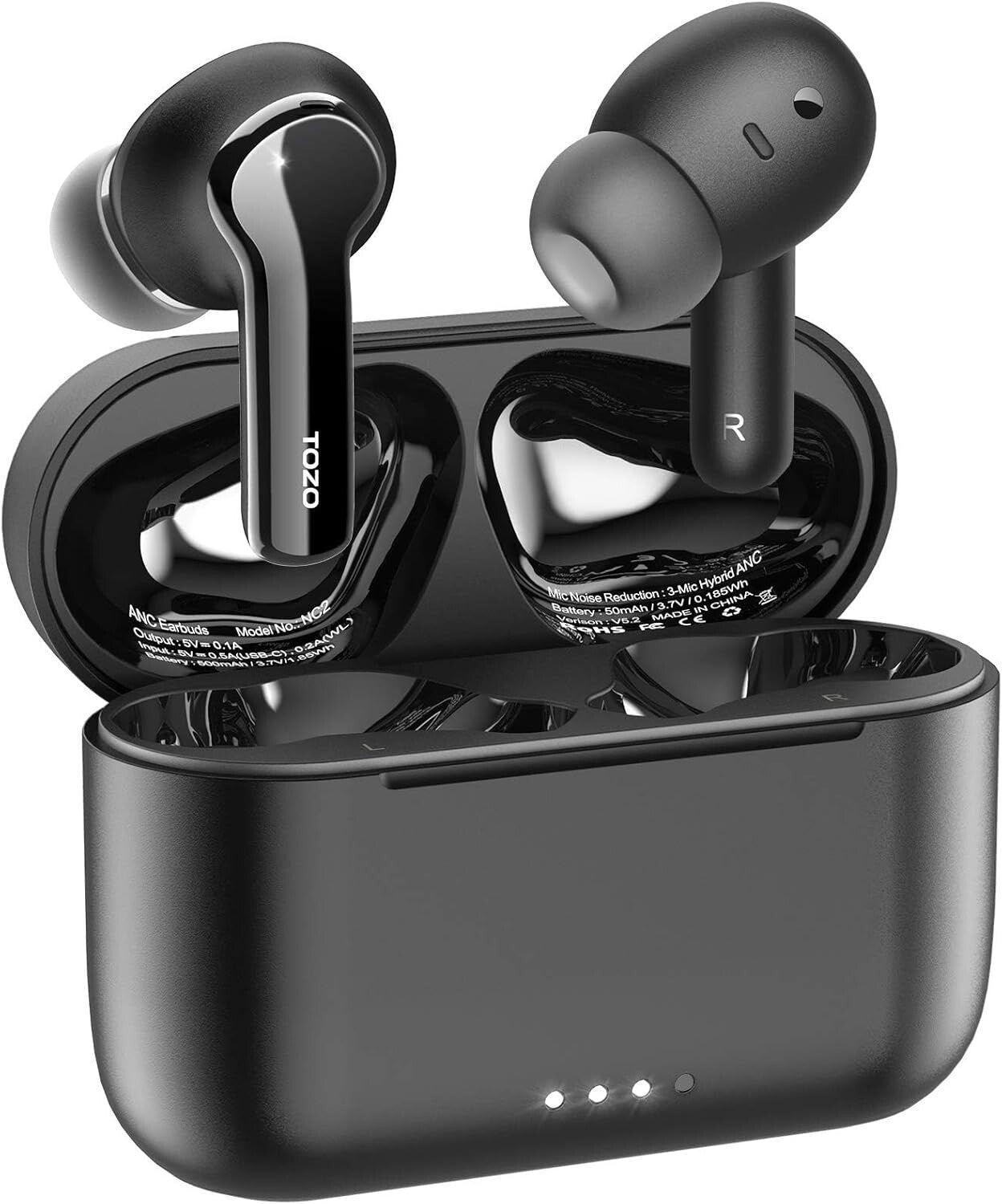 Matte Black Wireless Earbuds with 21-Hour Battery Life & Active Noise Cancelling