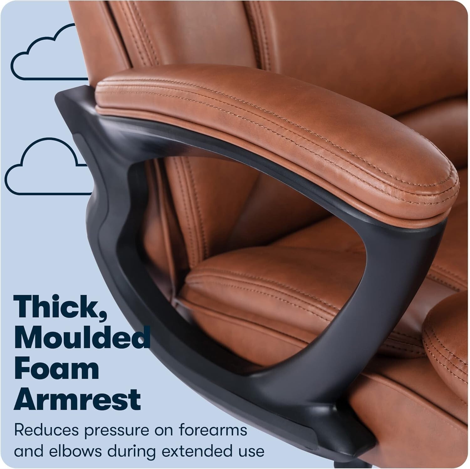 Cognac Executive Chair for Big and Tall - Adjustable Height & Neck Support