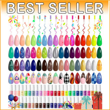 Load image into Gallery viewer, 50-Color Glitter Gel Nail Art Set with Built-in Brushes - Spring Summer Shades