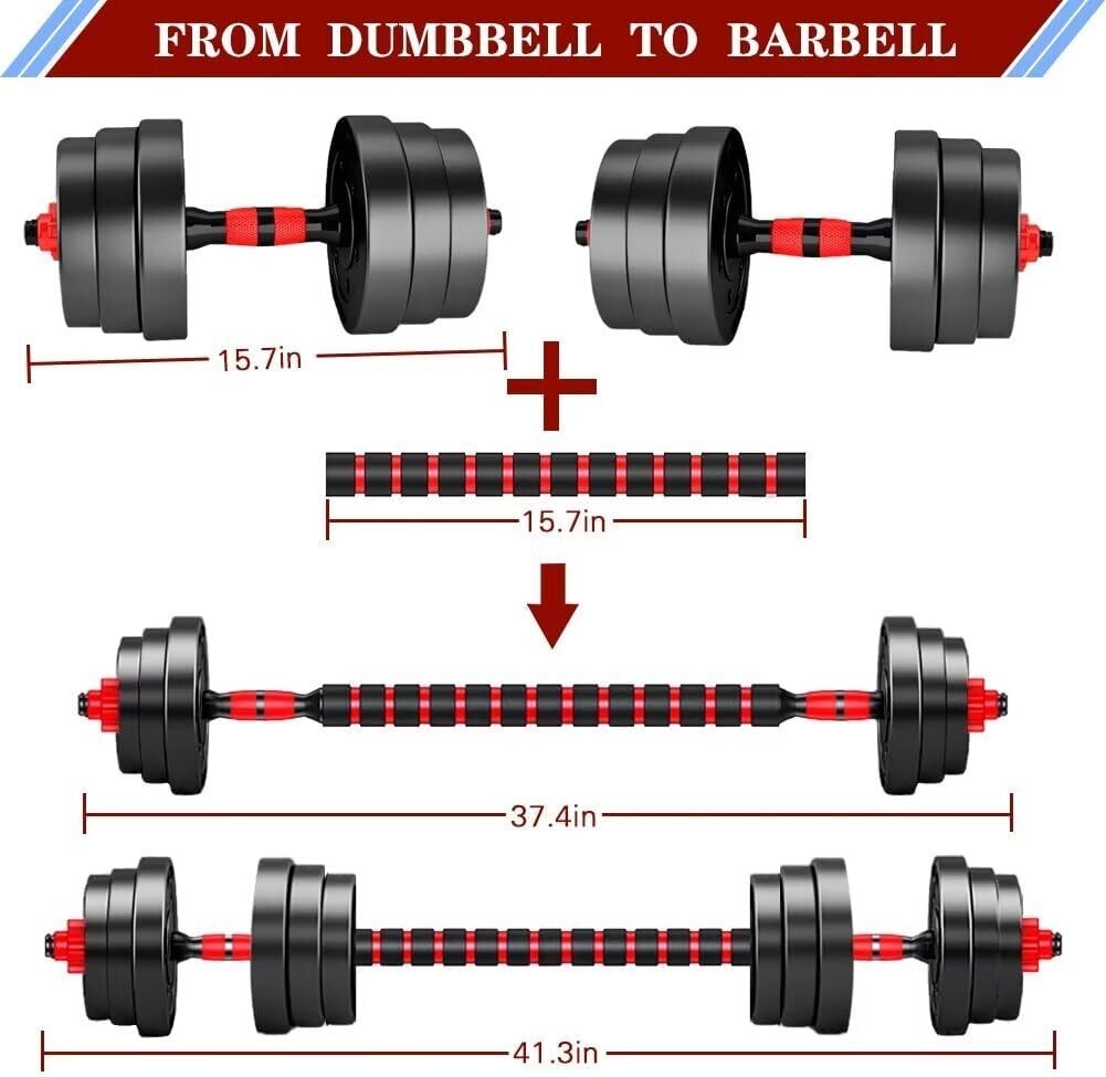 44 lbs Adjustable Dumbbells Set: Convert to Barbell for Versatile Home Training