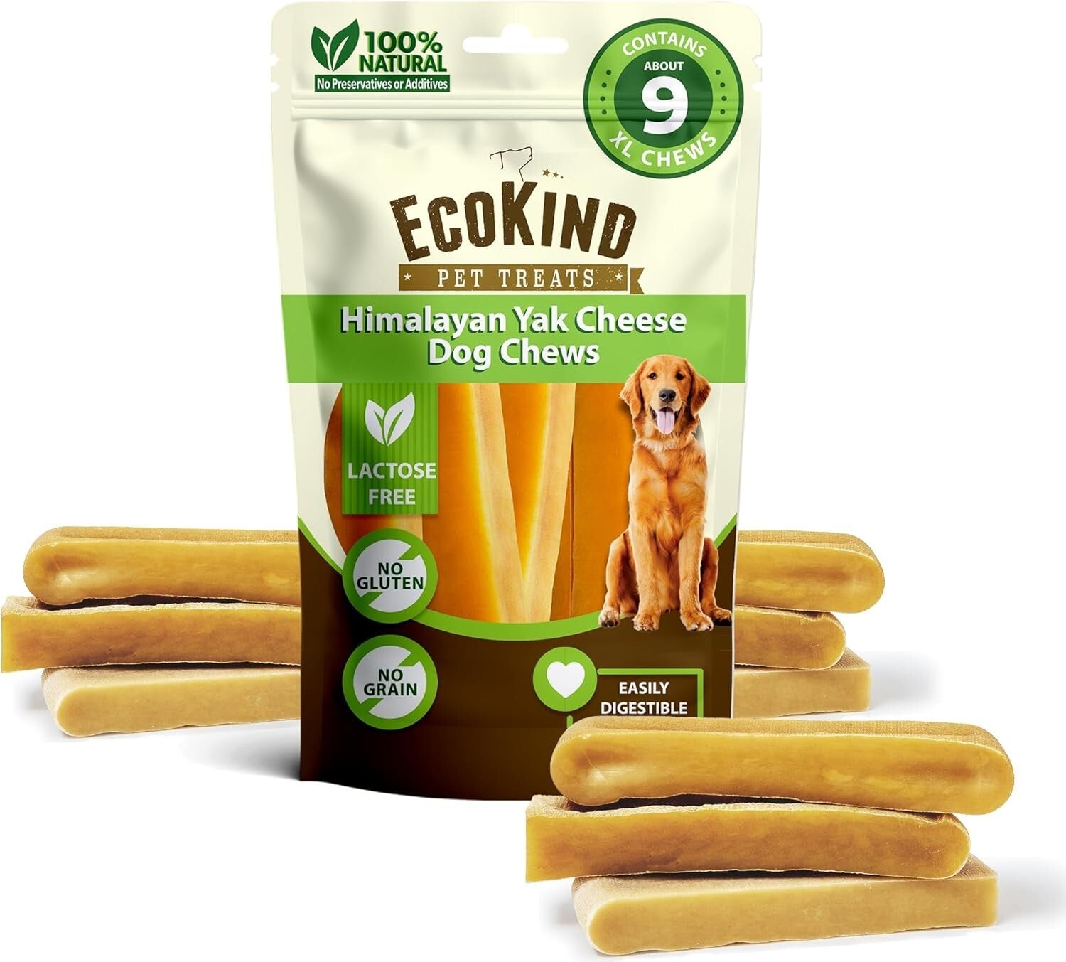 EcoKind Premium Yak Cheese Chews - Natural Dog Treats for Aggressive Chewers