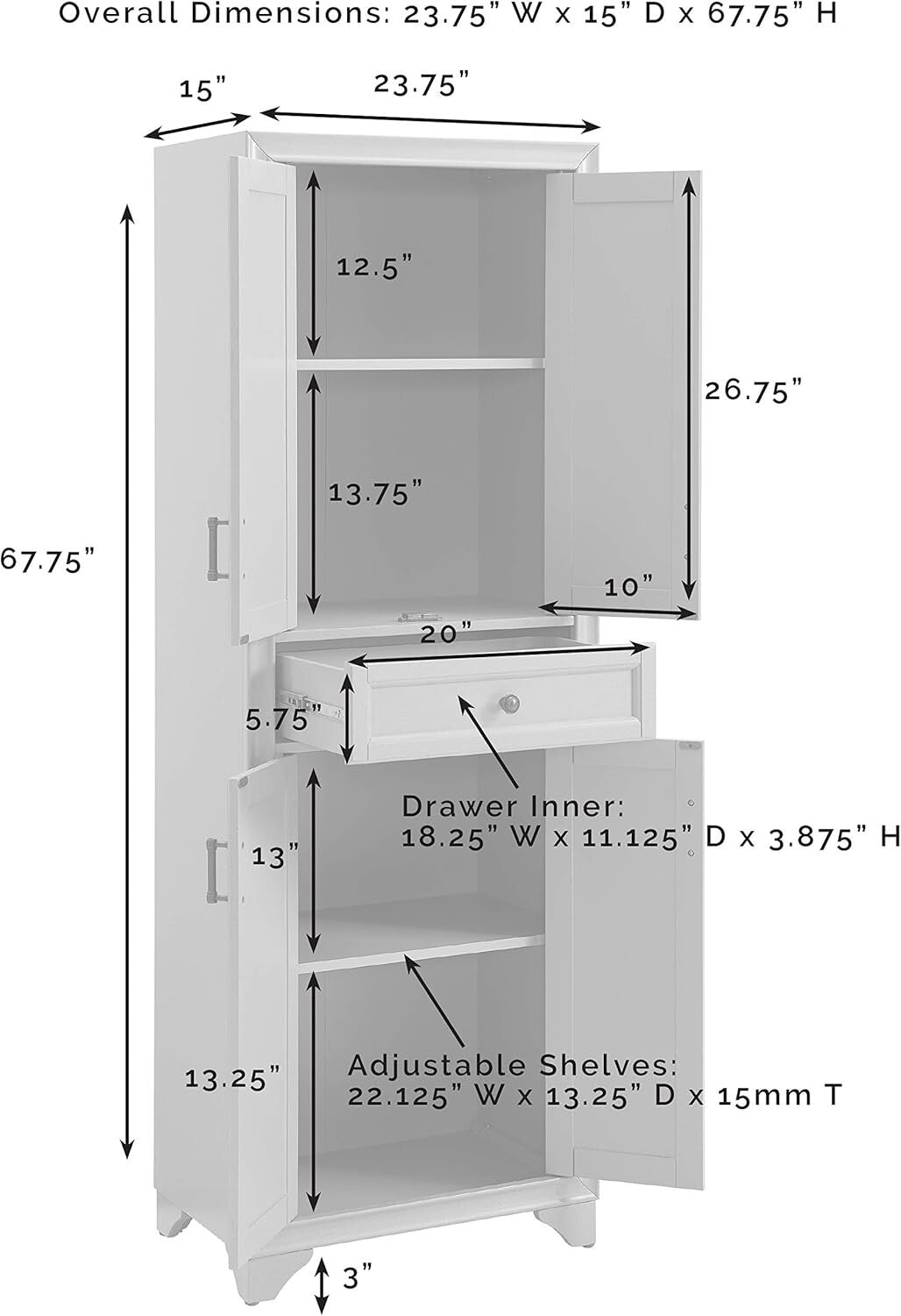 Charming 2-Piece Pantry Storage Duo with Adjustable Shelves in Distressed White