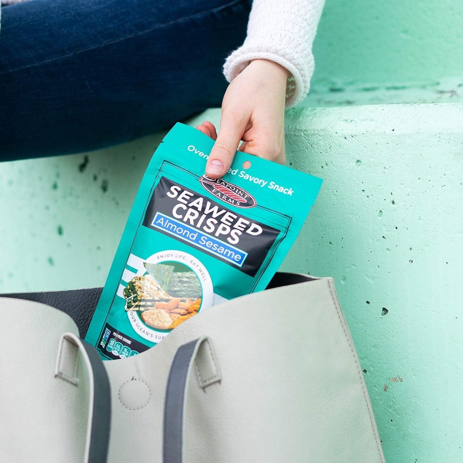 Delicious Seaweed Crisps - Almond Sesame, Vegan & Gluten-Free Snack Pack of 12