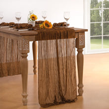 Load image into Gallery viewer, Premium Sheer Brown Cheesecloth Table Runners Set of 10 - Perfect for Weddings
