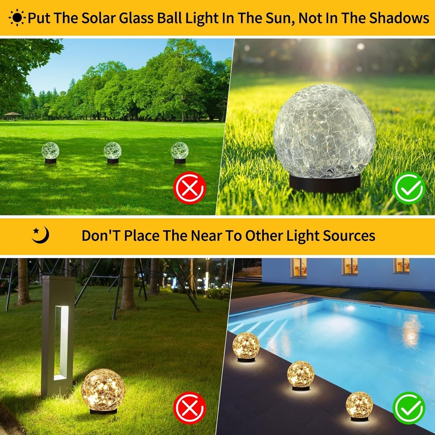 Remote-Controlled Solar Garden Lights - Waterproof Cracked Glass Styled Globes