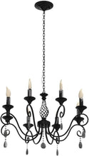 Load image into Gallery viewer, Stunning 8-Light Vintage Chandelier - Adjustable Dimming, Black &amp; Crystal Finish