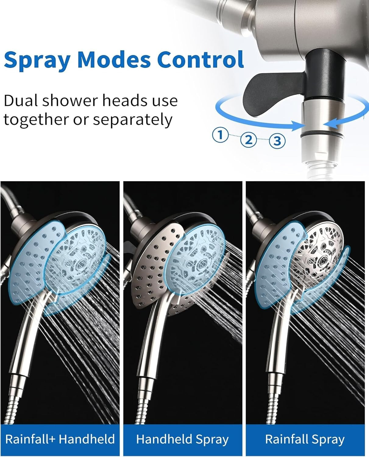 2.5 GPM Dual Shower Head with Handheld Spray & 60" Rotatable Hose - Nickel