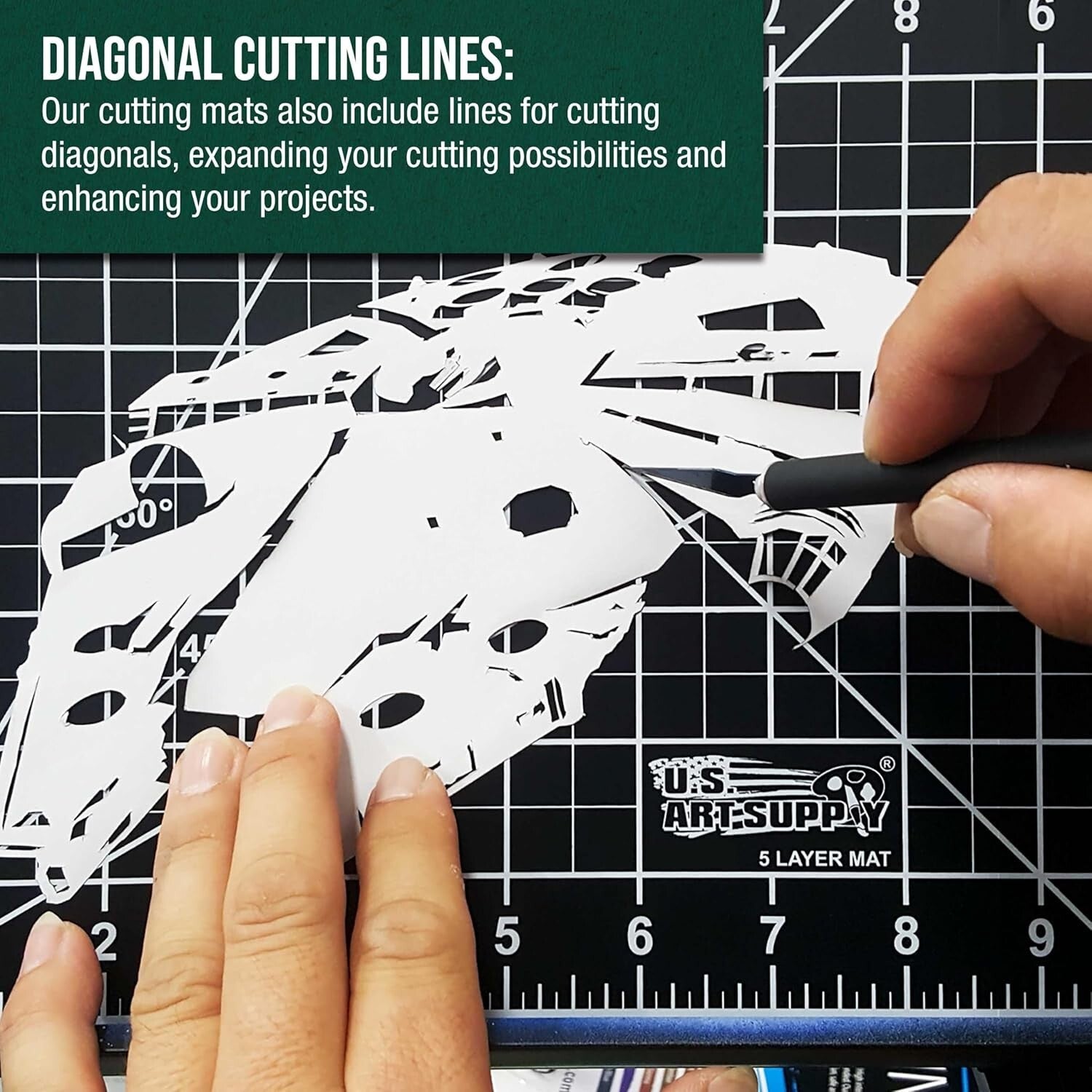 Versatile 40" x 80" Cutting Mat with Diagonal Lines - Ideal for Scrapbooking