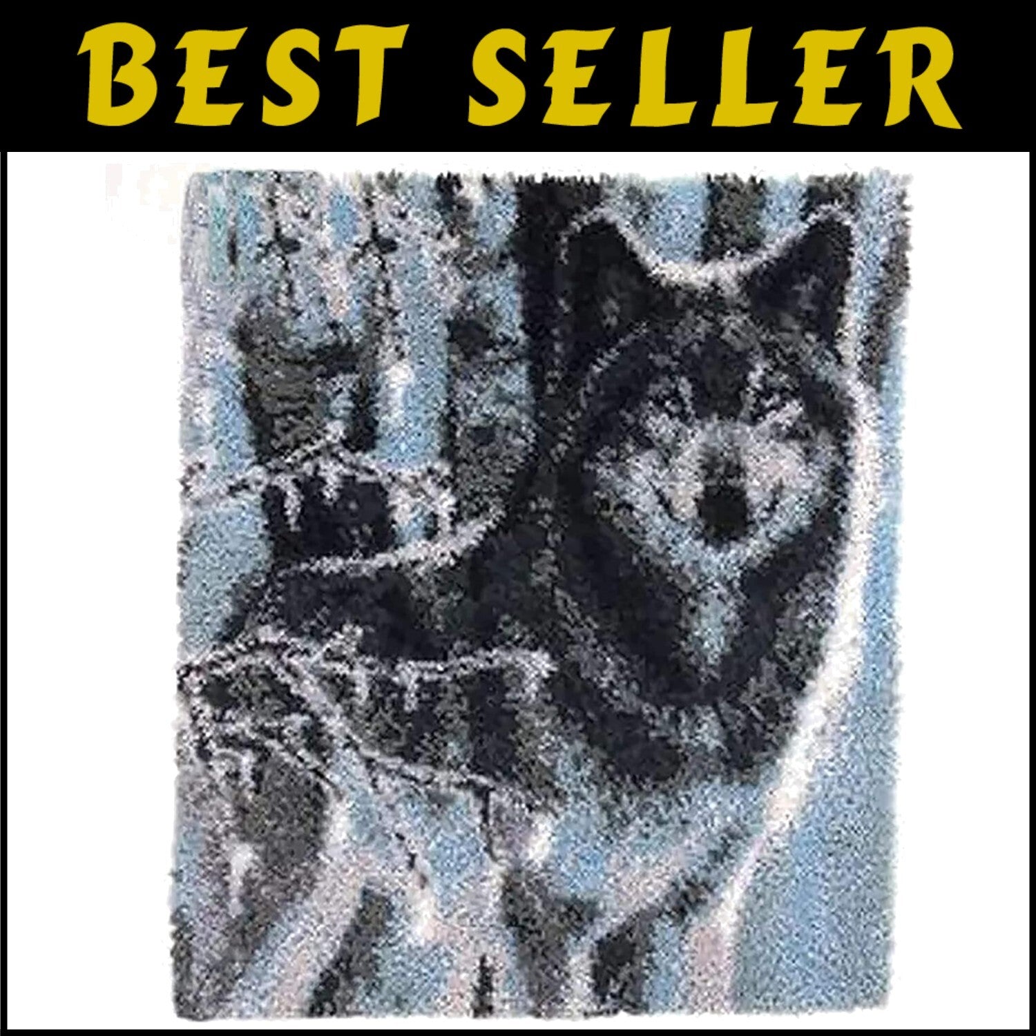 Eco-Friendly Snow Wolf Latch Hook Rug Kit for Adults - Family Craft Project