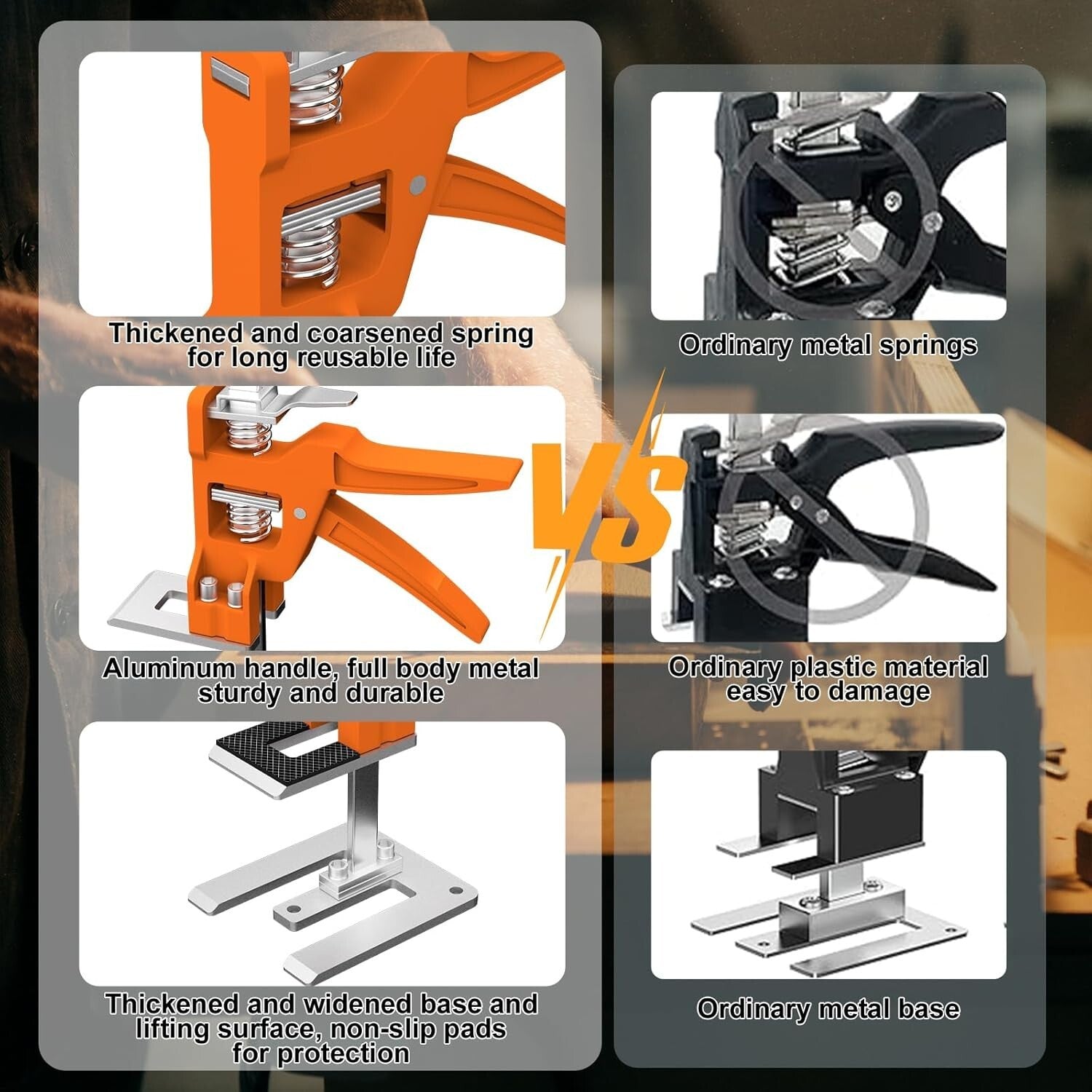 Heavy-Duty Arm Jack 2 Pack, 15.5" Stainless Steel Furniture Lifts, 440LBS Cap...