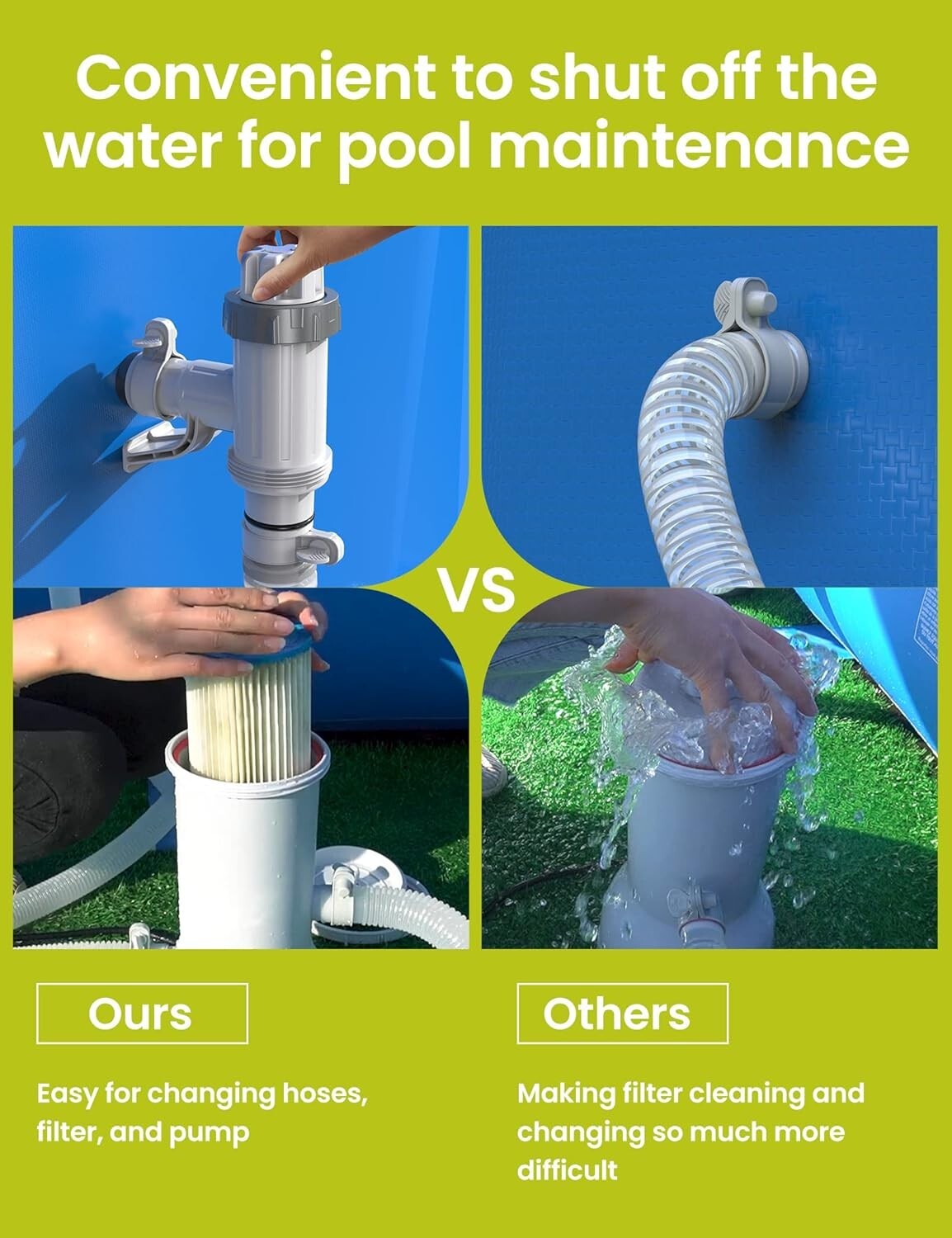 Durable Swimming Pool Hose Adapter with Leak-Proof Plunger Valves - 2 Pack