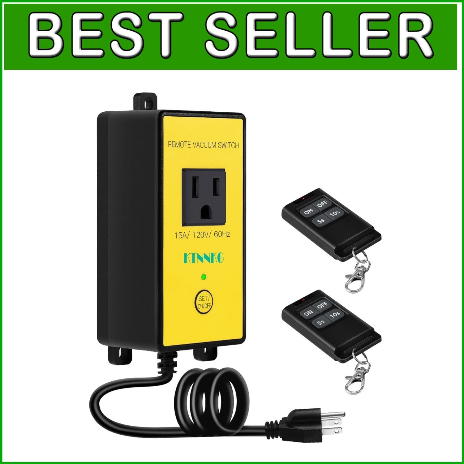 Wireless Remote Control Dust Collector Outlet Switch with 2 Remotes, 120V