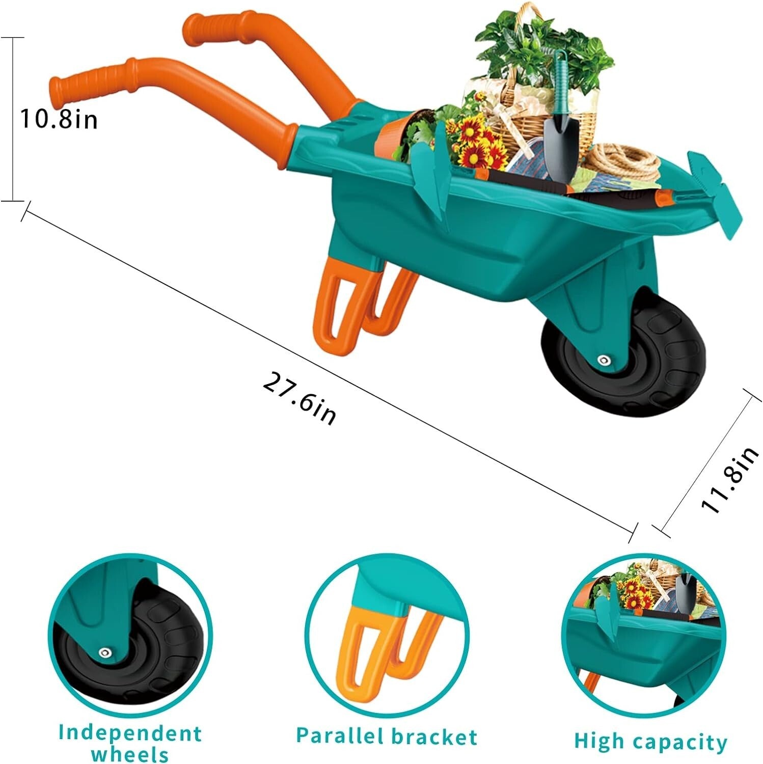 Eco-Friendly Kids Gardening Set: 16 Tools and Wheelbarrow for Outdoor Play