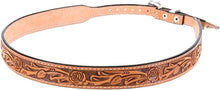 Load image into Gallery viewer, Elegant 100% Leather Cowboy Hat Band with Tooled Roses &amp; Silver Concho