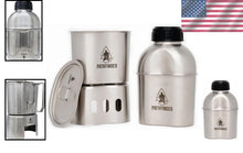 Load image into Gallery viewer, Durable Black Stainless Steel Canteen with Nesting Cup - Lightweight Cooking Set