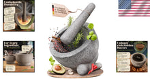 Load image into Gallery viewer, Extra Large 8-Inch Mortar &amp; Pestle Set - 5 Cup Capacity Heavy Granite
