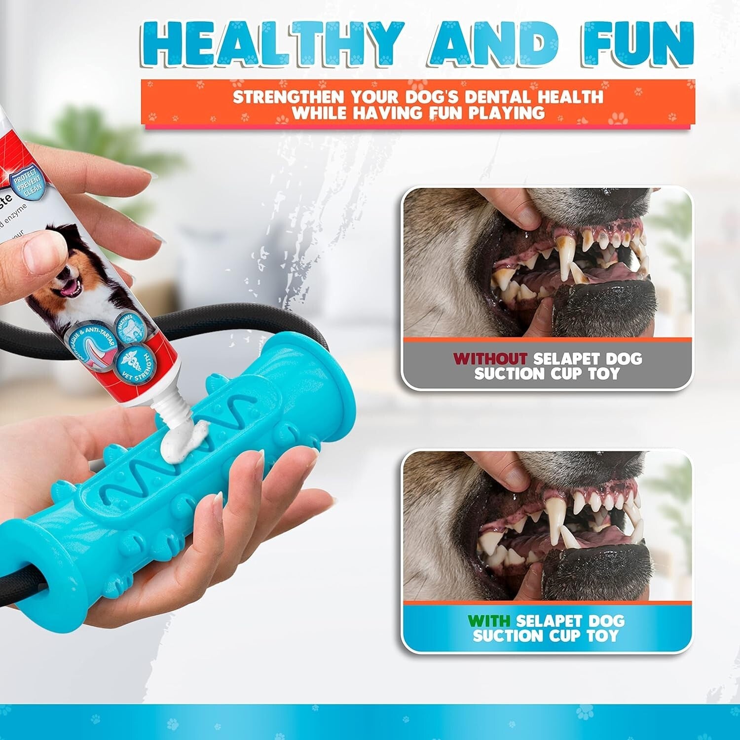 Durable Tug of War Dog Toy with Double Suction Cups - Perfect for Large Breeds