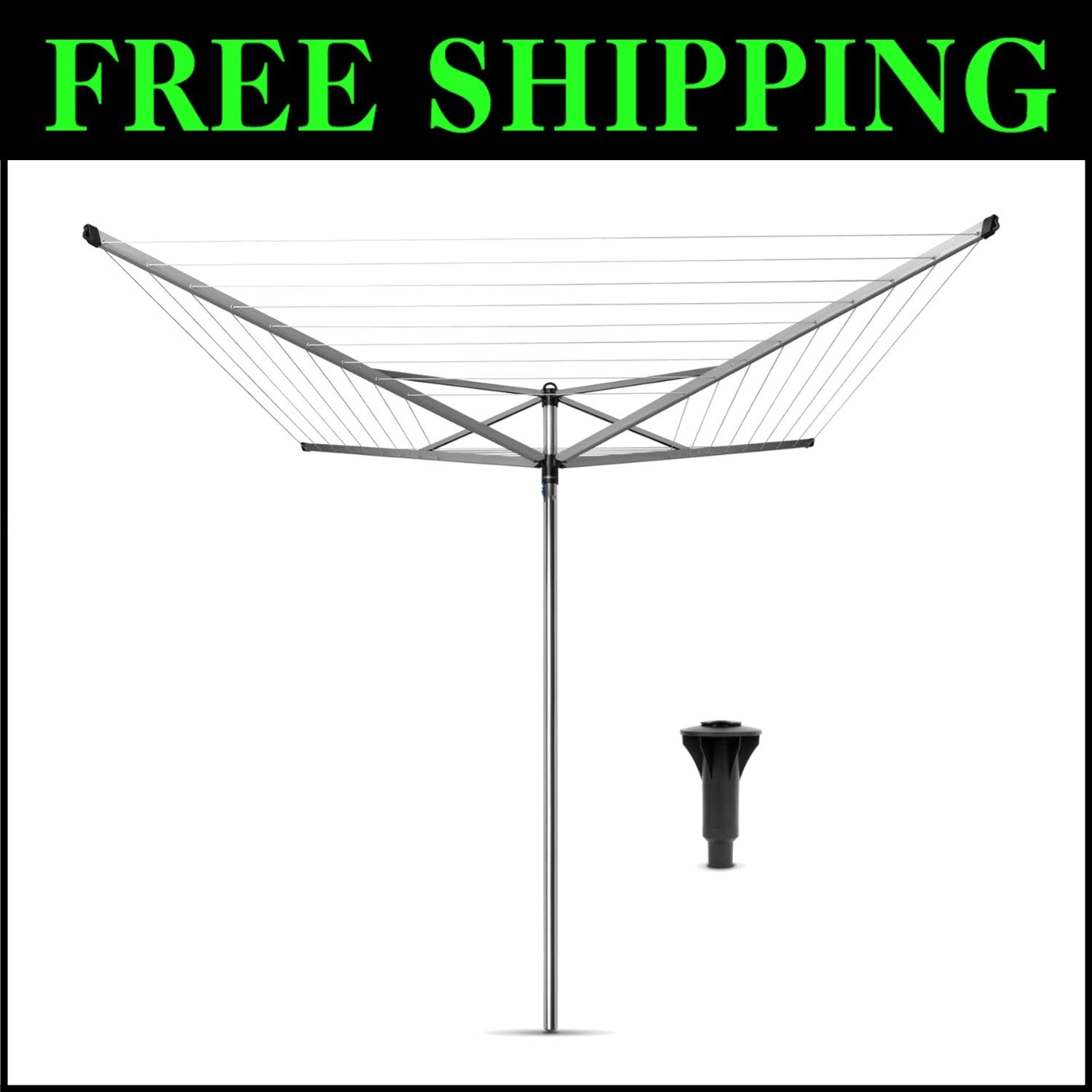 131 ft Rotary Clothes Drying Rack with 4 Rotating Arms - Heavy Duty & Durable