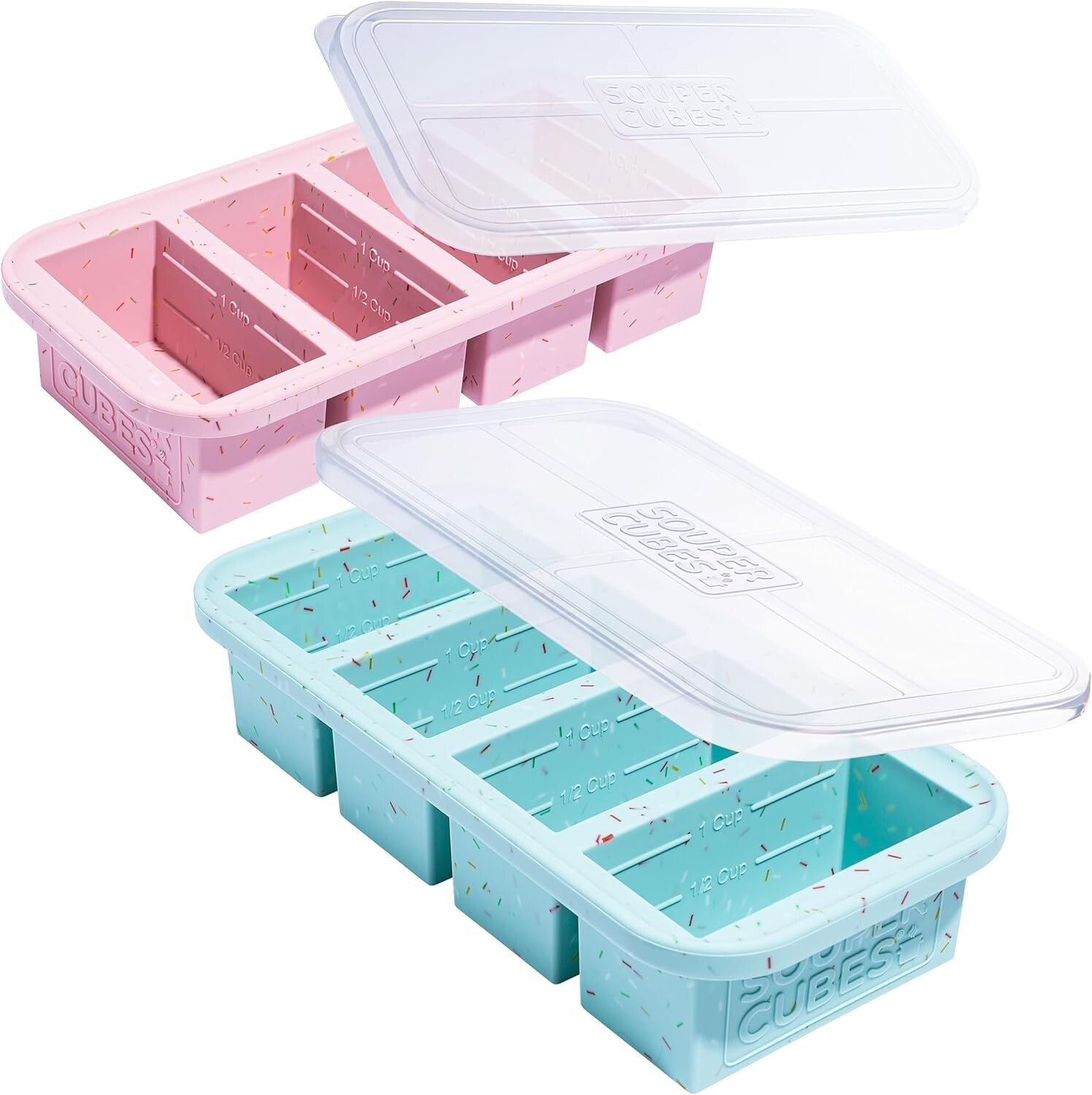 BPA-Free 1 Cup Silicone Freezer Tray with Convenient Lids for Organized Freezing