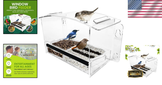 Eco-Friendly Clear Bird Feeder with Strong Suction Cups for Hummingbird Viewing