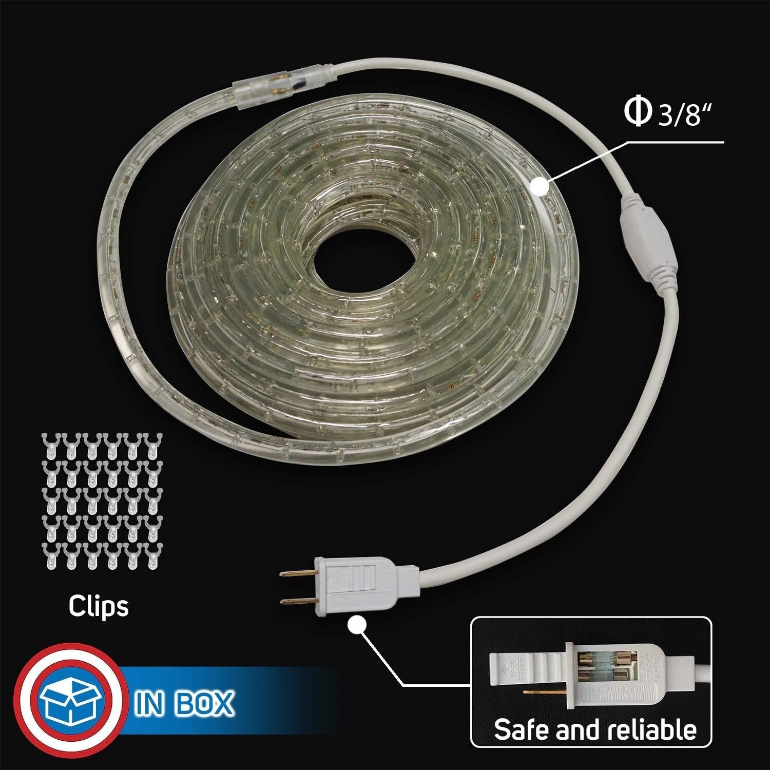 50ft Waterproof LED Rope Lights - Perfect for 4th of July, Christmas & Weddings